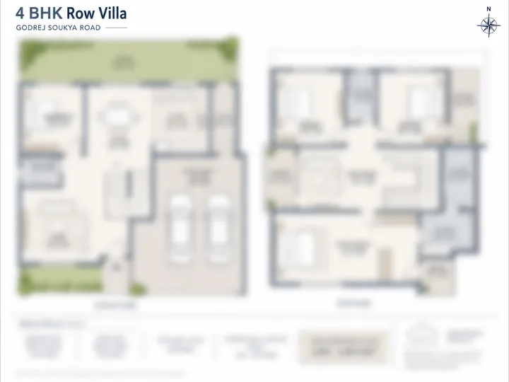 Godrej Soukya Road 4 BHK row villa floor plan with ground and first floor layouts